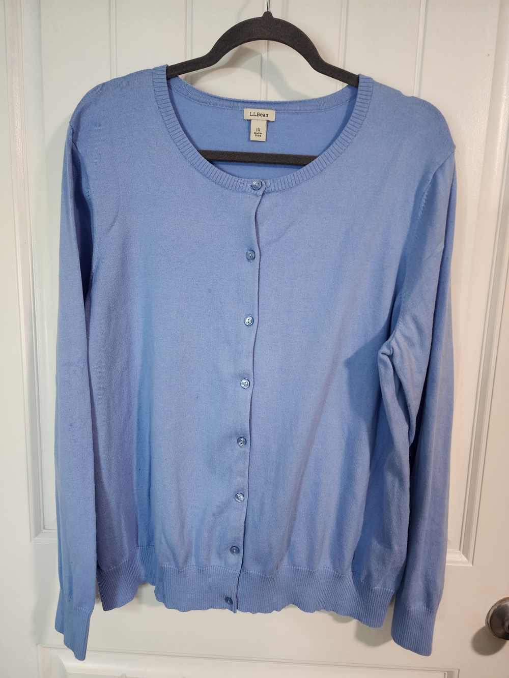 L.L. Bean Women's Periwinkle Blue Button-Up Crewneck Cardigan